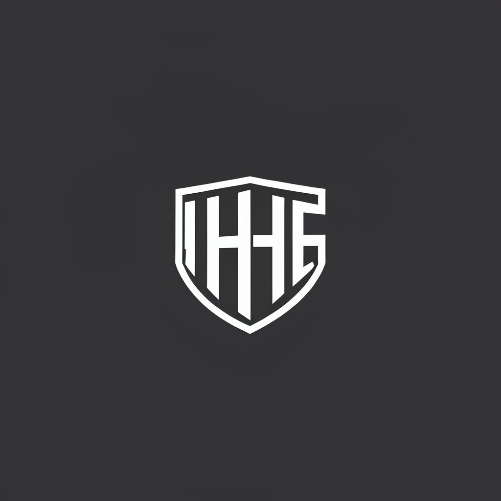 IAHE shield mark in white on dark charcoal background